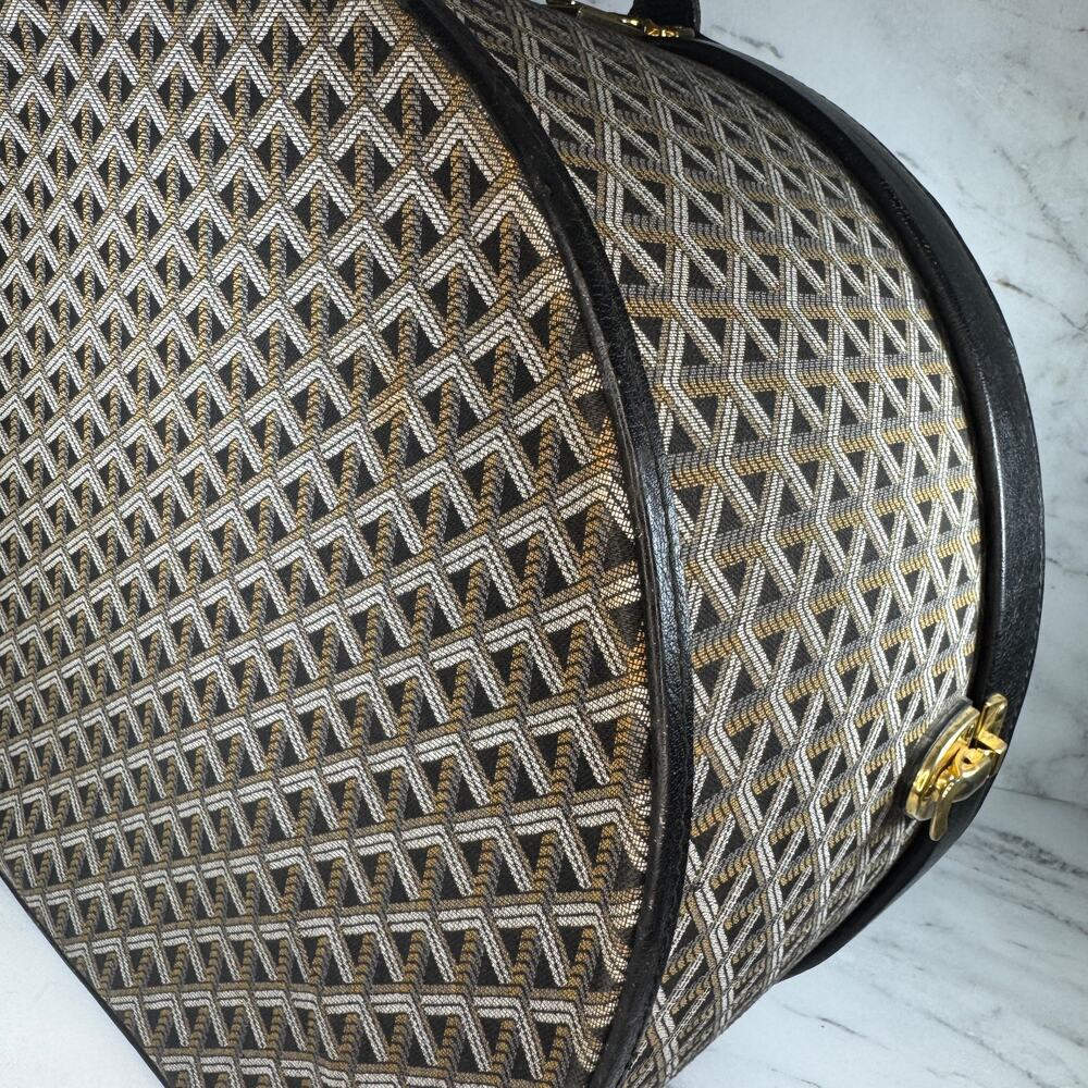 Goyard Goyardine Hat Box Trunk Bag Travel Boite Chapeau Vintage Round Suitcase - Picture 14 of 16
